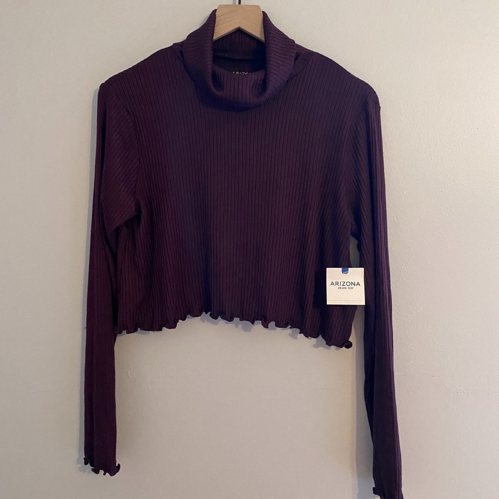 Cropped Long Sleeve Ribbed Y2K Top XL Arizona Jean Co NWT